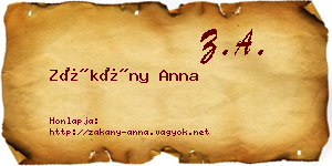 Zákány Anna névjegykártya